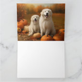 Grote Pyreneeën Puppy Herfst Plezier Pompoen  Kaart (Binnen)