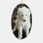 Grote Pyreneeën Puppy Roos Keramisch Ornament (Rechts)