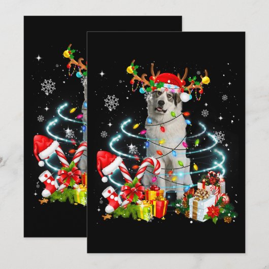 Grote Pyreneeën Reindeer Kerstbomen Lampjes Paja Kaart (Voorkant / Achterkant)