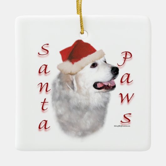 Grote Pyreneeën Santa Paws Keramisch Ornament (Voorkant)