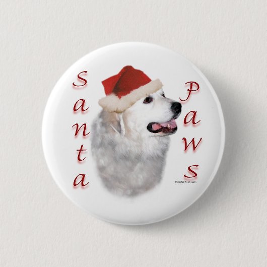 Grote Pyreneeën Santa Paws Ronde Button 5,7 Cm (Voorkant)