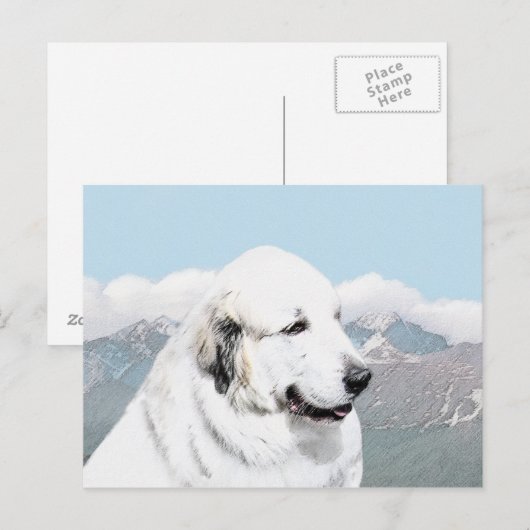 Grote Pyreneeën schilderen - Oorspronkelijke honde Briefkaart (Voorkant / Achterkant)