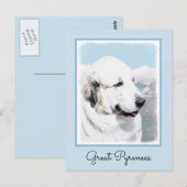 Grote Pyreneeën schilderen - Oorspronkelijke honde Briefkaart (Voorkant / Achterkant)