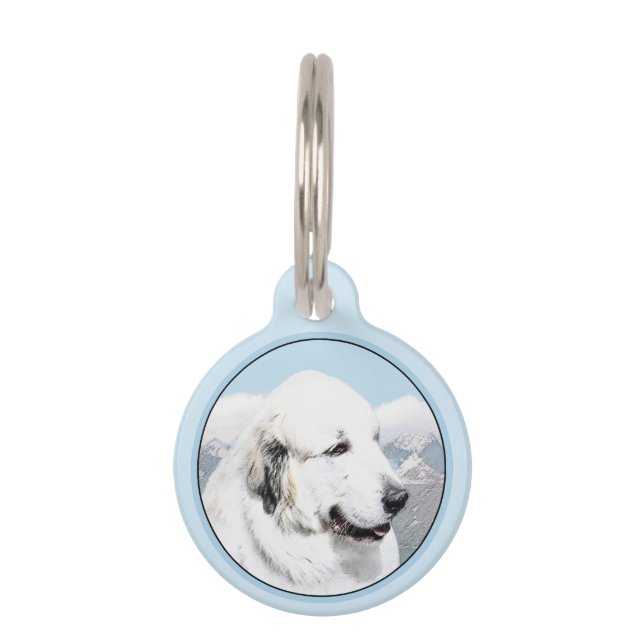 Grote Pyreneeën schilderen - Oorspronkelijke honde Huisdierpenning (Voorkant)