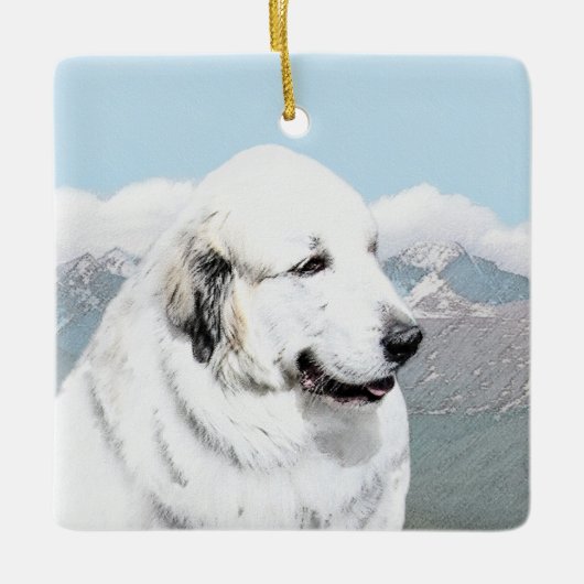 Grote Pyreneeën schilderen - Oorspronkelijke honde Keramisch Ornament (Voorkant)
