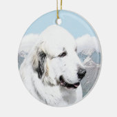 Grote Pyreneeën schilderen - Oorspronkelijke honde Keramisch Ornament (Links)