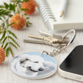 Grote Pyreneeën schilderen - Oorspronkelijke honde Sleutelhanger (Voorkant Rechts)