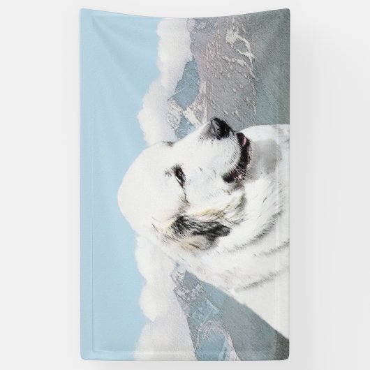 Grote Pyreneeën schilderen - Oorspronkelijke honde Spandoek (Verticaal)