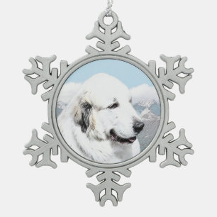 Grote Pyreneeën schilderen - Oorspronkelijke honde Tin Sneeuwvlok Ornament
