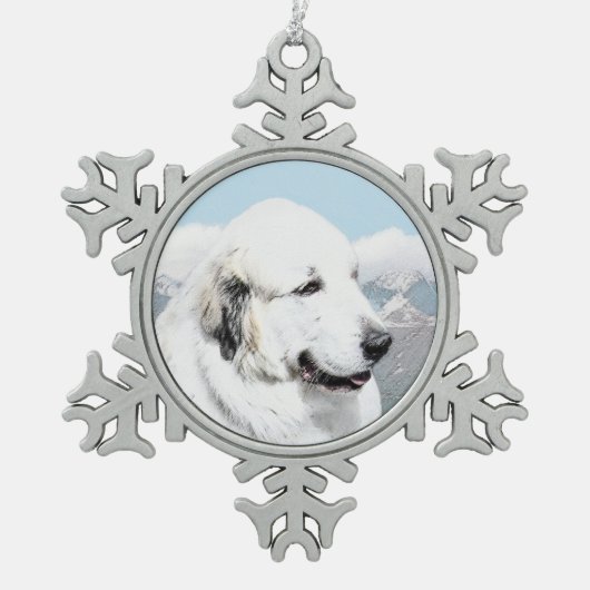Grote Pyreneeën schilderen - Oorspronkelijke honde Tin Sneeuwvlok Ornament (Voorkant)