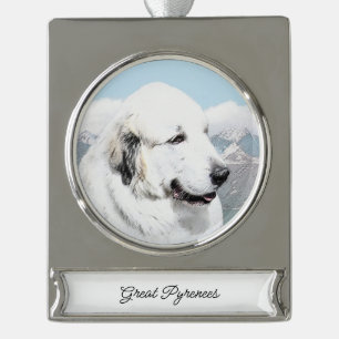 Grote Pyreneeën schilderen - Oorspronkelijke honde Verzilverd Banner Ornament