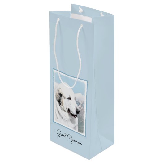 Grote Pyreneeën schilderen - Oorspronkelijke honde Wijn Cadeautas (Achterkant Gekanteld)