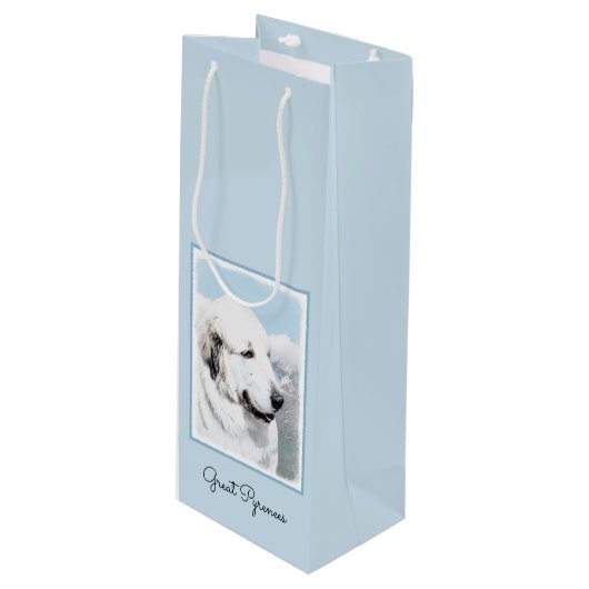 Grote Pyreneeën schilderen - Oorspronkelijke honde Wijn Cadeautas (Voorkant Gekanteld)