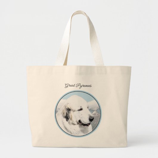 Grote Pyreneeën Schilderen Wit Originele Huisdier  Grote Tote Bag (Voorkant)