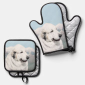 Grote Pyreneeën Schilderen Wit Originele Huisdier  Ovenwant & Pannenlap Set (Voorkant / Achterkant)