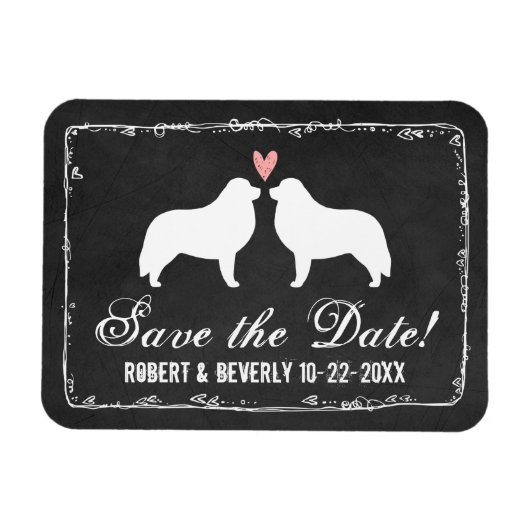 Grote Pyreneeën Silhouetten Bruiloft Save the Date Magneet (Horizontaal)