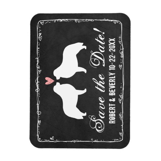 Grote Pyreneeën Silhouetten Bruiloft Save the Date Magneet (Verticaal)