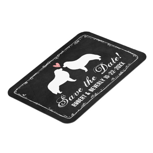 Grote Pyreneeën Silhouetten Bruiloft Save the Date Magneet (Linkerzijde)