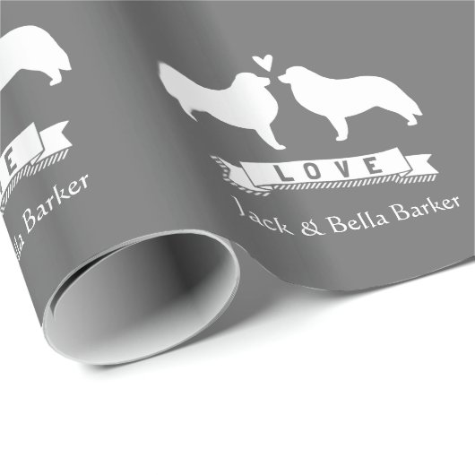 Grote Pyreneeën Silhouetten Paar met tekst Cadeaupapier (Rol Hoek)