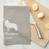 Grote Pyreneeën Silhouettes met hart Theedoek (Quarter Fold)