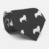 Grote Pyreneeën Silhouettes Pattern Grey and White Stropdas (Opgerold)