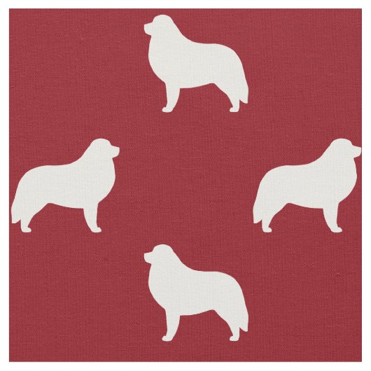Grote Pyreneeën Silhouettes Red en White Patterned Stof (Close Up)