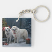 Grote Pyreneeën Sneeuw Slede Kerst Decoratie Sleutelhanger (Achterkant)