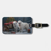 Grote Pyreneeën Snowy Sleigh Kerst Decor Bagagelabel (Voorkant horizontaal)