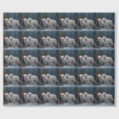 Grote Pyreneeën Snowy Sleigh Kerst Decor Cadeaupapier (Vlak)