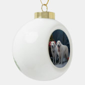 Grote Pyreneeën Snowy Sleigh Kerst Decor Keramische Bal Ornament (Links)