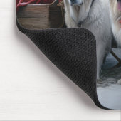 Grote Pyreneeën Snowy Sleigh Kerst Decor Muismat (Hoek)