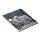 Grote Pyreneeën Snowy Sleigh Kerst Decor Notitieblok (Schuin)