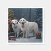 Grote Pyreneeën Snowy Sleigh Kerst Decor Servet (Voorkant)