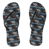Grote Pyreneeën Snowy Sleigh Kerst Decor Teenslippers (Voetbed)