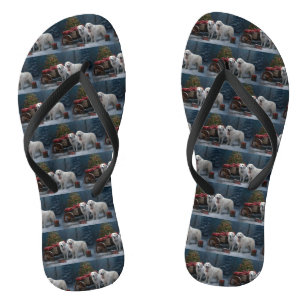 Grote Pyreneeën Snowy Sleigh Kerst Decor Teenslippers