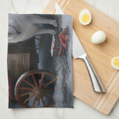 Grote Pyreneeën Snowy Sleigh Kerst Decor Theedoek (Quarter Fold)