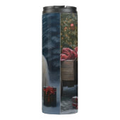 Grote Pyreneeën Snowy Sleigh Kerst Decor Thermosbeker (Achterkant)