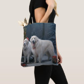 Grote Pyreneeën Snowy Sleigh Kerst Decor Tote Bag (Dichtbij)