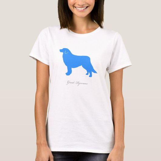 Grote Pyreneeën T-shirt (blauw silhouet) (Voorkant)