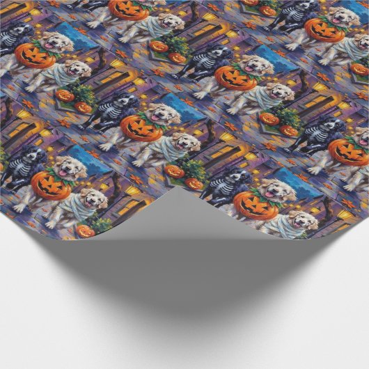 Grote Pyreneeën Trick-or-Treating Halloween Kostuu Cadeaupapier (Hoek)