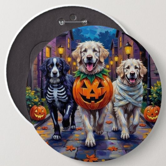 Grote Pyreneeën Trick-or-Treating Halloween Kostuu Ronde Button 6,0 Cm (Voorkant /achterkant)
