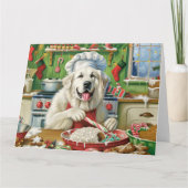 Grote Pyreneeën Vakantie Bakken: Feestelijke Kerst Kaart (Voorkant)