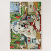 Grote Pyreneeën Vakantie Bakken: Feestelijke Kerst Legpuzzel (Verticaal)