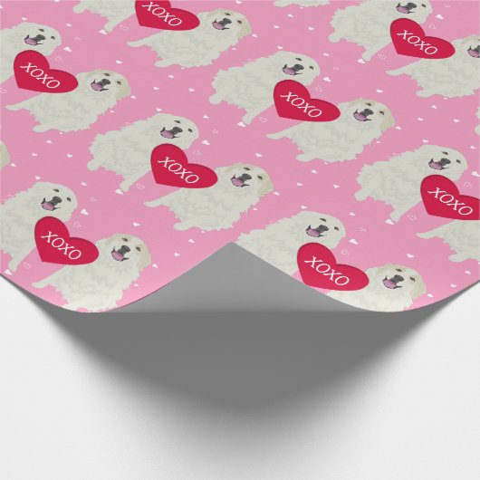 Grote Pyreneeën-Valentijnsdag Cadeaupapier (Hoek)