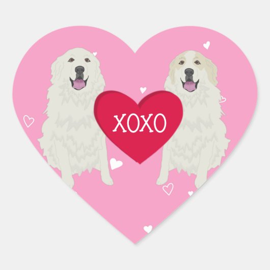 Grote Pyreneeën-Valentijnsdag Hart Sticker (Voorkant)