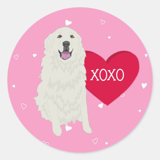 Grote Pyreneeën-Valentijnsdag Ronde Sticker (Voorkant)