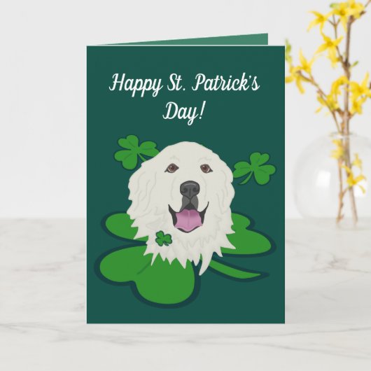 Grote Pyreneeën van St. Patrick's Day Kaart (Gele Bloem)