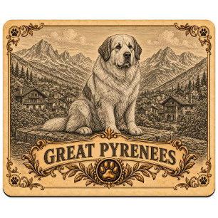 Grote Pyreneeën, Vintage Heritage Dog Muismat
