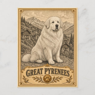 Grote Pyreneeën, Vintage Heritage Hond Briefkaart