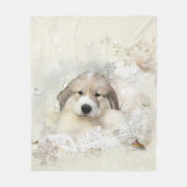 Grote Pyreneeën Waterverf Puppy Fleece Deken (Voorkant)